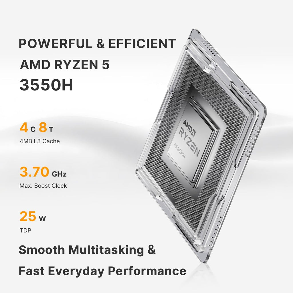 C4 Mini PC | Ryzen 5 3550H |16GB DDR4 RAM |512GB NVMe SSD | Dual 1GbE | 4K Triple Display, HDMI+DP+USB-C, WiFi 5, BT 5.0,11 Pro OS