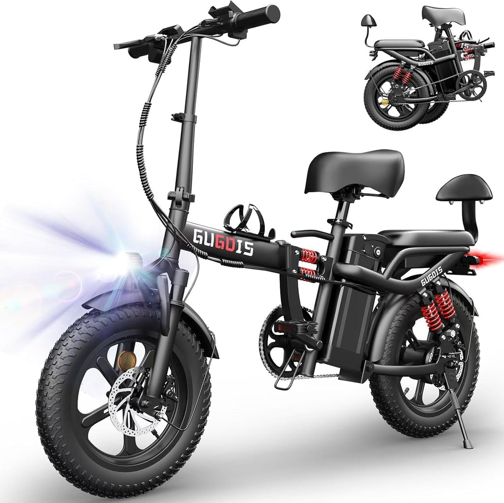 Folding Electric Bike for Adults, 2 Seater Electric Bike, 750W/1000W Peak Motor, 48V Removable Battery, Up to 28/30MPH & 45/60Miles, 16'/20' Tire Ebike, All-Terrain Foldable Electric Bicycles