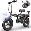 Folding Electric Bike for Adults, 2 Seater Electric Bike, 750W/1000W Peak Motor, 48V Removable Battery, Up to 28/30MPH & 45/60Miles, 16'/20' Tire Ebike, All-Terrain Foldable Electric Bicycles