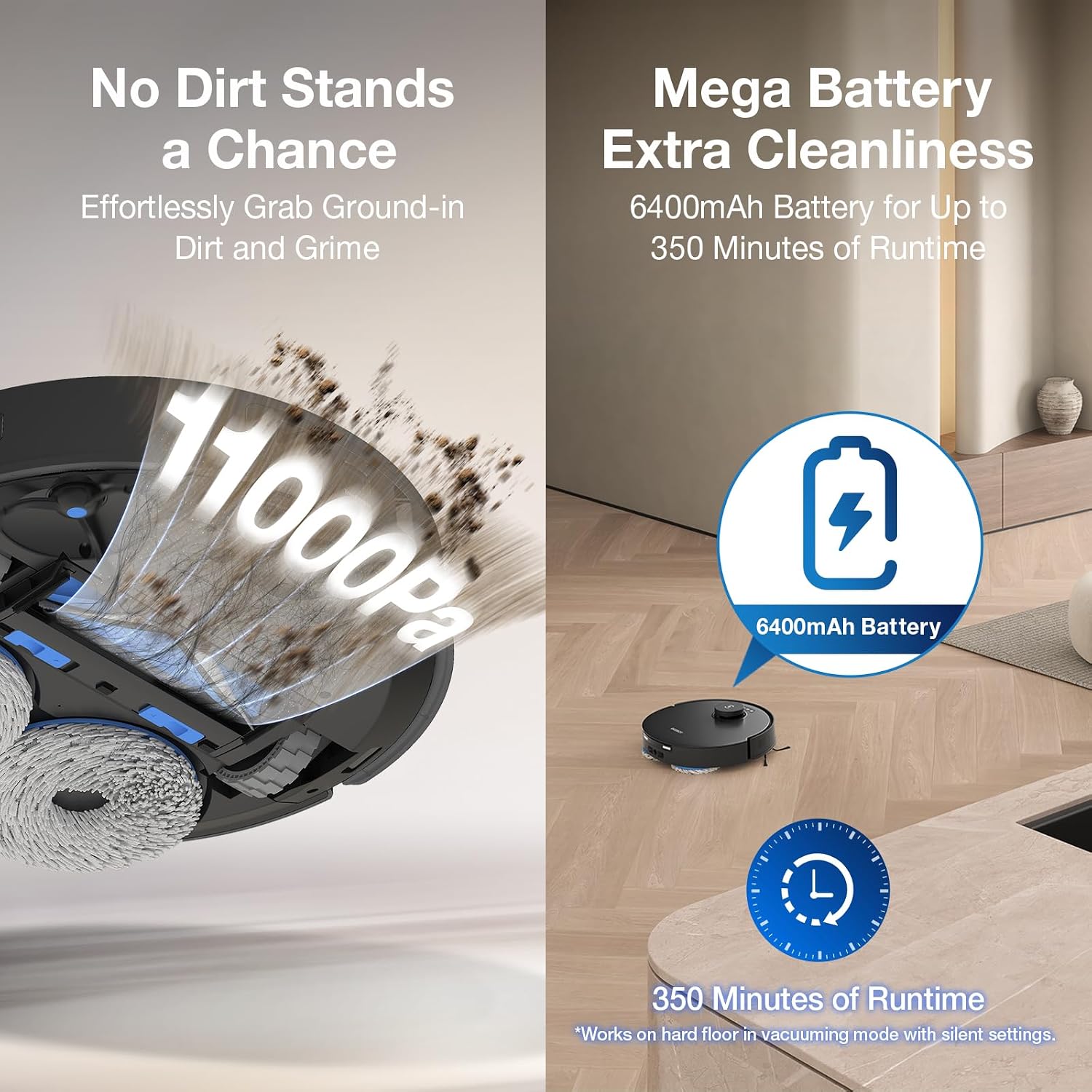ECOVACS DEEBOT T30S AI Robot Vacuum and Mop, 11000Pa, TruEdge Adaptive Edge Mopping, ZeroTangle Technology, AI Obstacle Avoidance and Instant Re-Mop, Hot Water Washing, Self-Emptying & Refilling