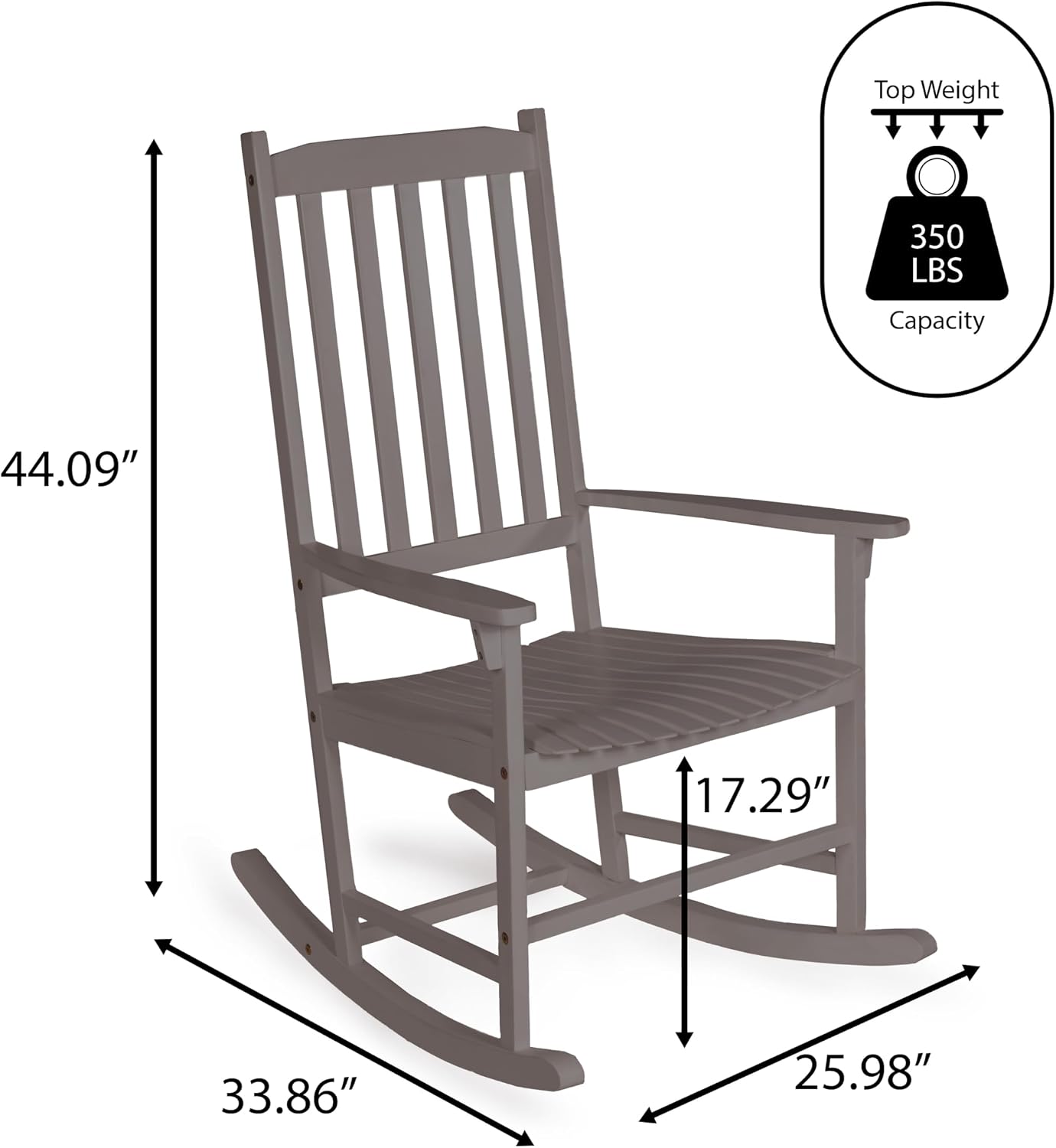 JONATHAN Y RCK300B Seagrove Farmhouse Classic Slat-Back 350-LBS Support Acacia Wood Outdoor Rocking Chair Traditional, Coastal, Cottage, Vintage, Shabby Chic, Gray Wash