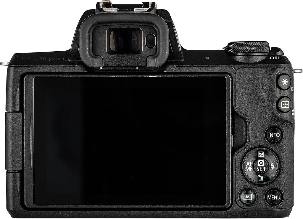 Canon EOS M50 Mirrorless Digital Camera with 15-45mm Lens (White) (2681C011) + 64GB Memory Card + Case + Photo Software + 2 x LPE12 Battery + Charger + Card Reader + LED Light + More