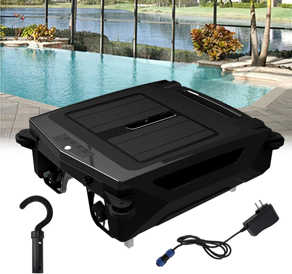 Solar Pool Skimmer Robotic|Dual Charging Options,2500mah-Up to 24 Hour Runtime,Automatic Pool Skimmer Cleaner-IPX 7,for Any Pool Shape