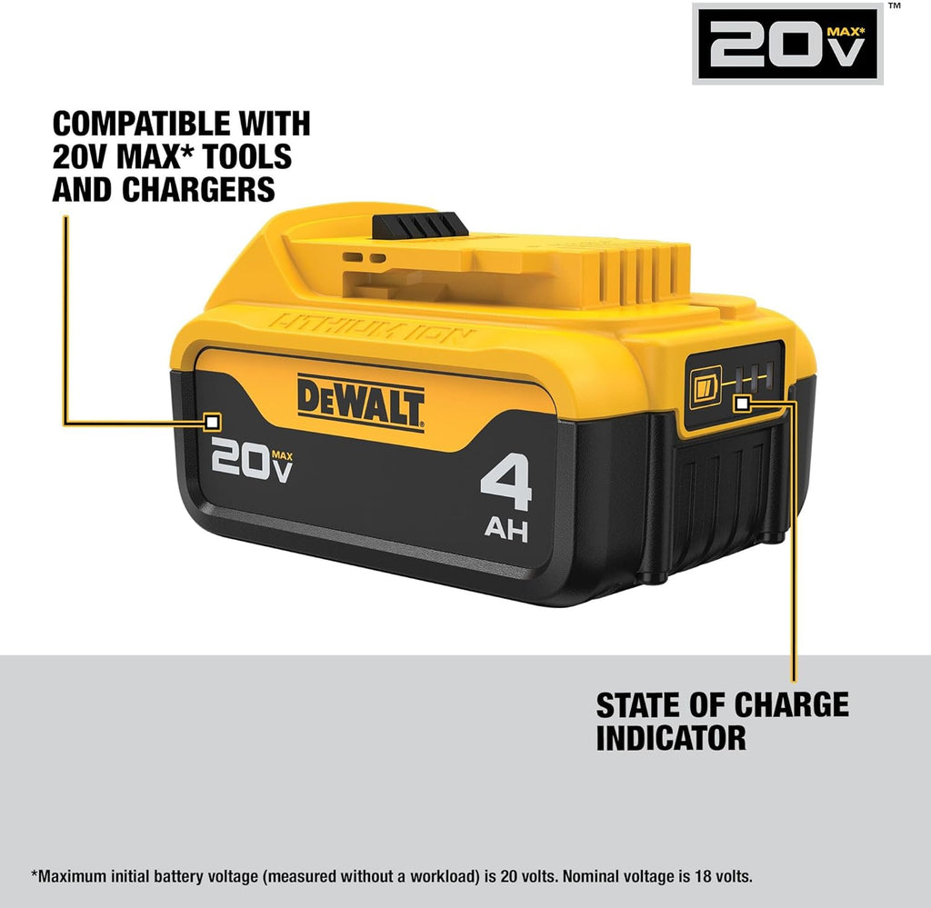 DEWALT 20V MAX* XR Battery, 4.0-Ah, 2-Pack (DCB204-2), Black