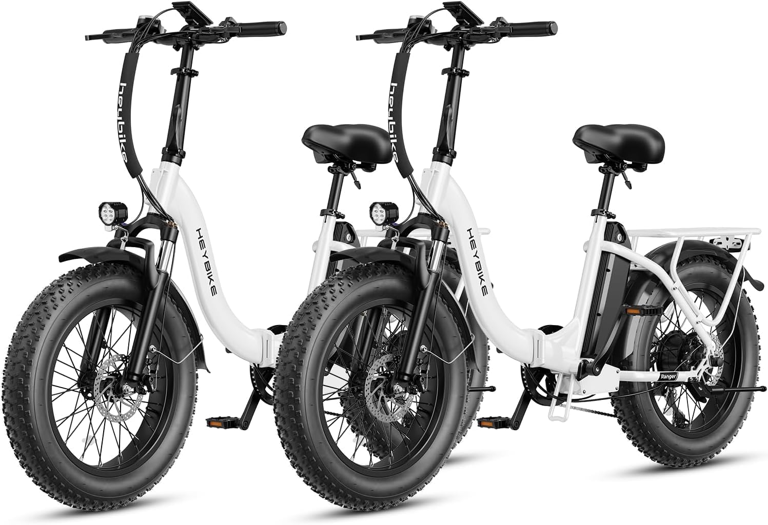 Heybike Ranger 2.0 Foldable Electric Bike for Adults, 20'*4 Fat Tire Ebike with 1400W Peak Motor, 28 MPH Max Speed, 600Wh Removable Battery, Up to 65 Miles Range, Front Suspension Step-Thru E Bike