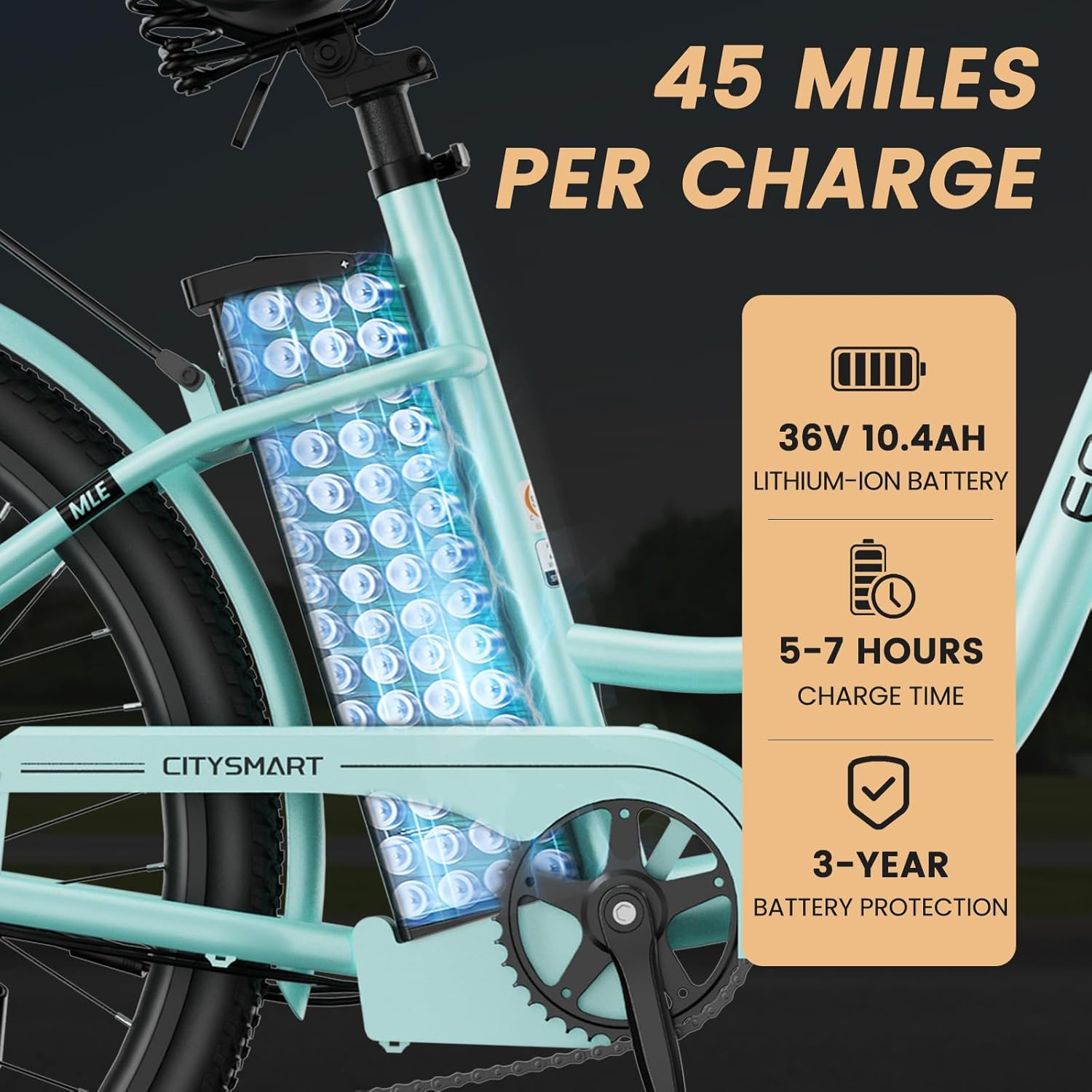 MOONCOOL Electric Bike for Adults, 700W Peak Power 7 Speed Step Through Electric Cruiser Bike, 40 Miles Electric Bicycle with 36V 10.4Ah Battery, Aluminum Frame City Commuter E Bikes for Women, Men
