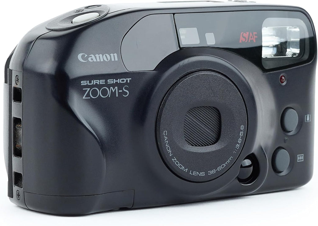 Canon Sure Shot Zoom-S 35mm Point and Shoot Film Camera SAF Canon with Zoom Lens 38-60mm. Built-in Flash and film rewinder as well as counter. (Renewed)