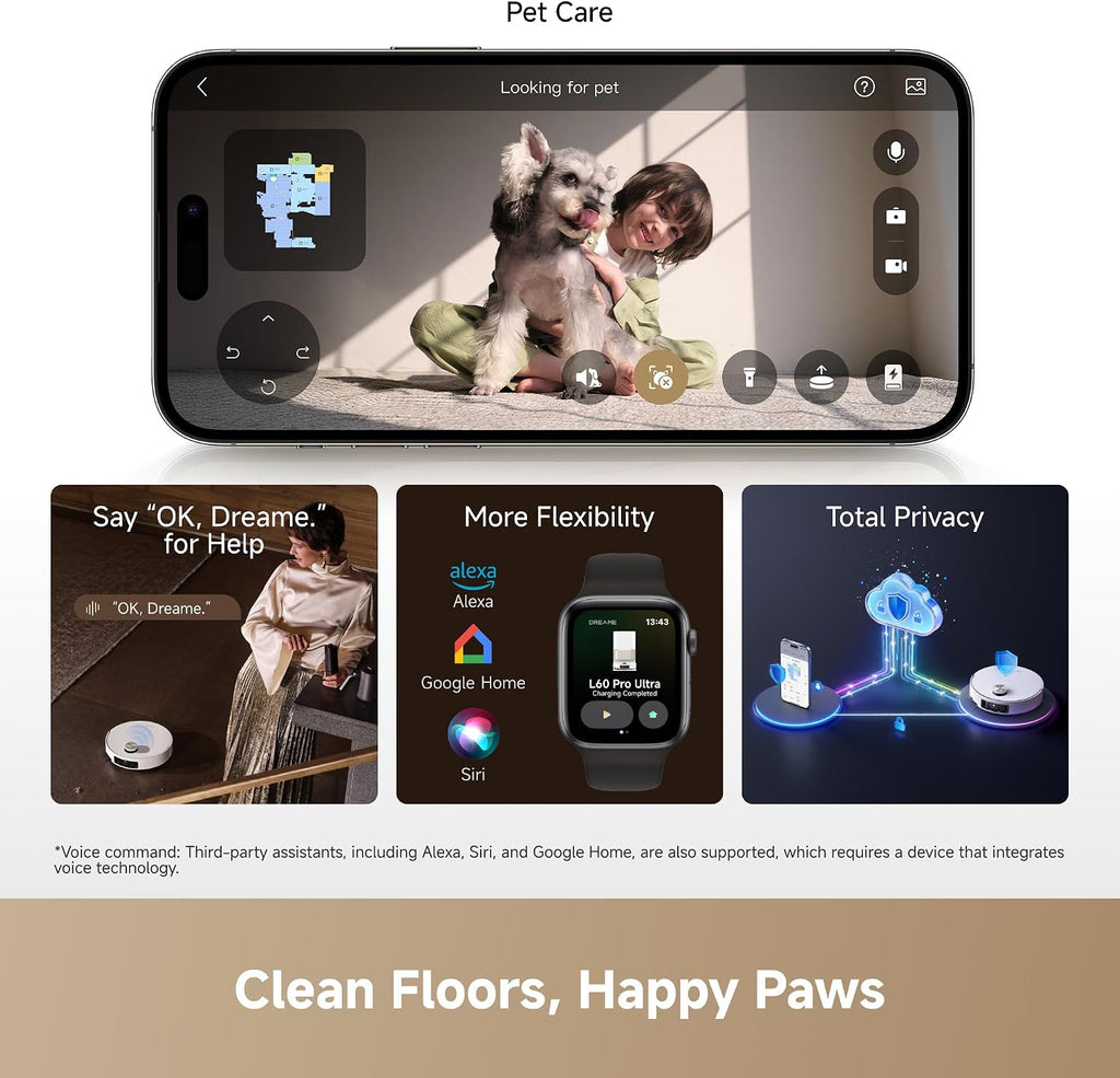 DREAME L60 Pro Ultra Robot Vacuum and Mop with Auto-Empty, 35,000Pa Suction, Hot Water Mop Self-Cleaning, and Smart Obstacle Avoidance, White
