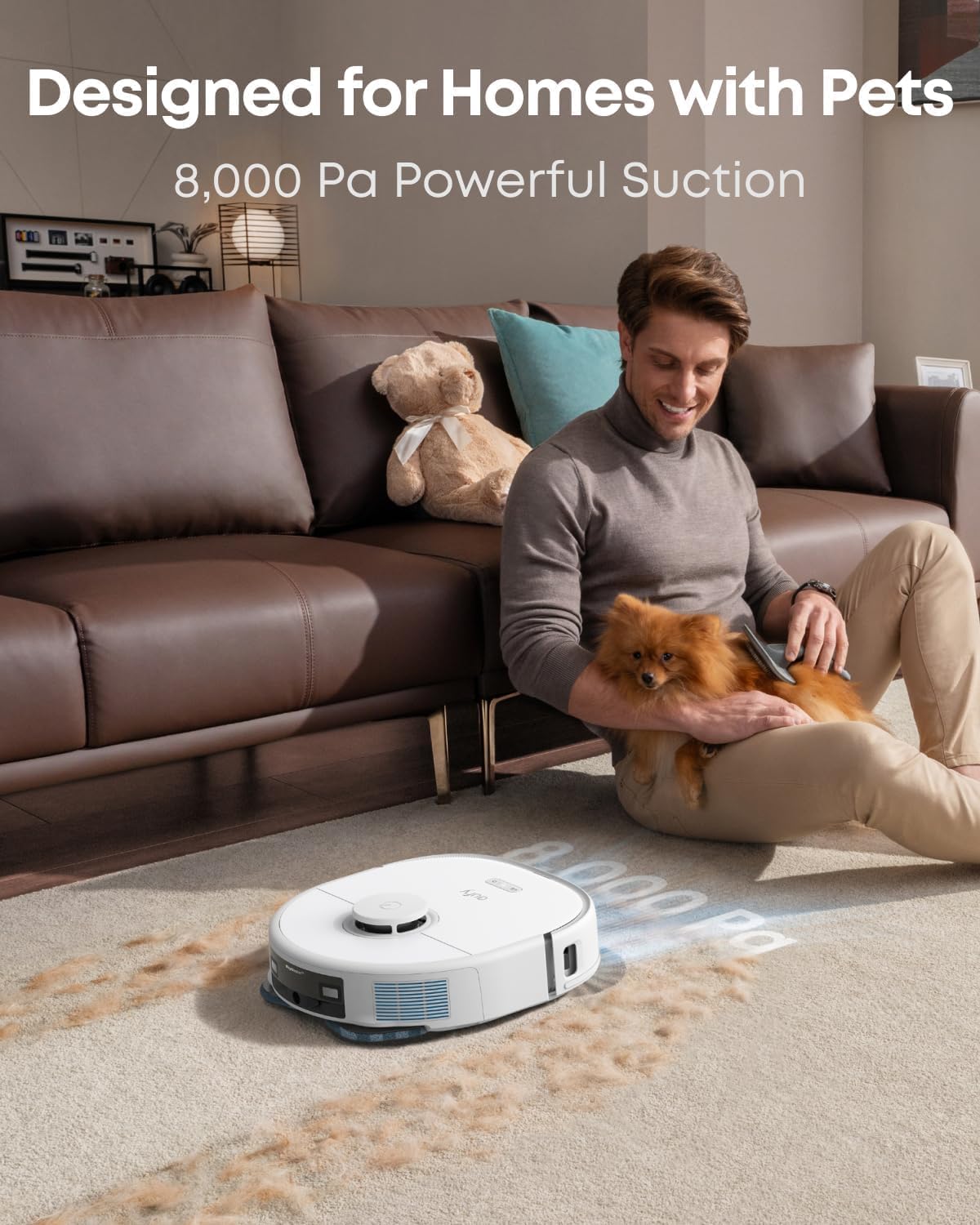 eufy Certified Like-New X10 Pro Omni Robot Vacuum and Mop Combo, 8000Pa Suction, Dual Mops with 12mm Auto-Lift, AI Obstacle Avoidance, Auto Washing & Drying, Self-Emptying, White (Renewed)