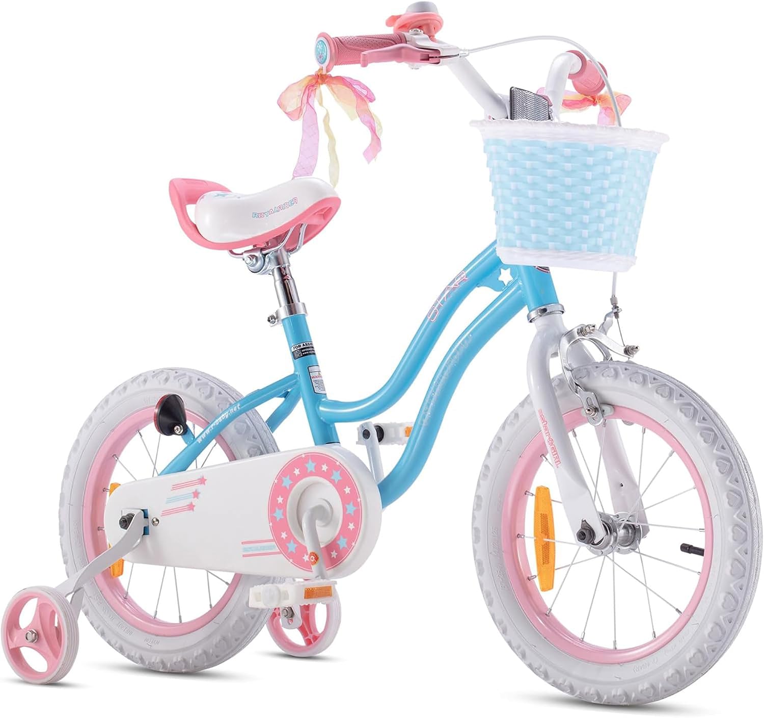 Royalbaby Stargirl Girls Bike with Training Wheels and Basket, Best Gifts for Girls. (Blue, 12 Inch)