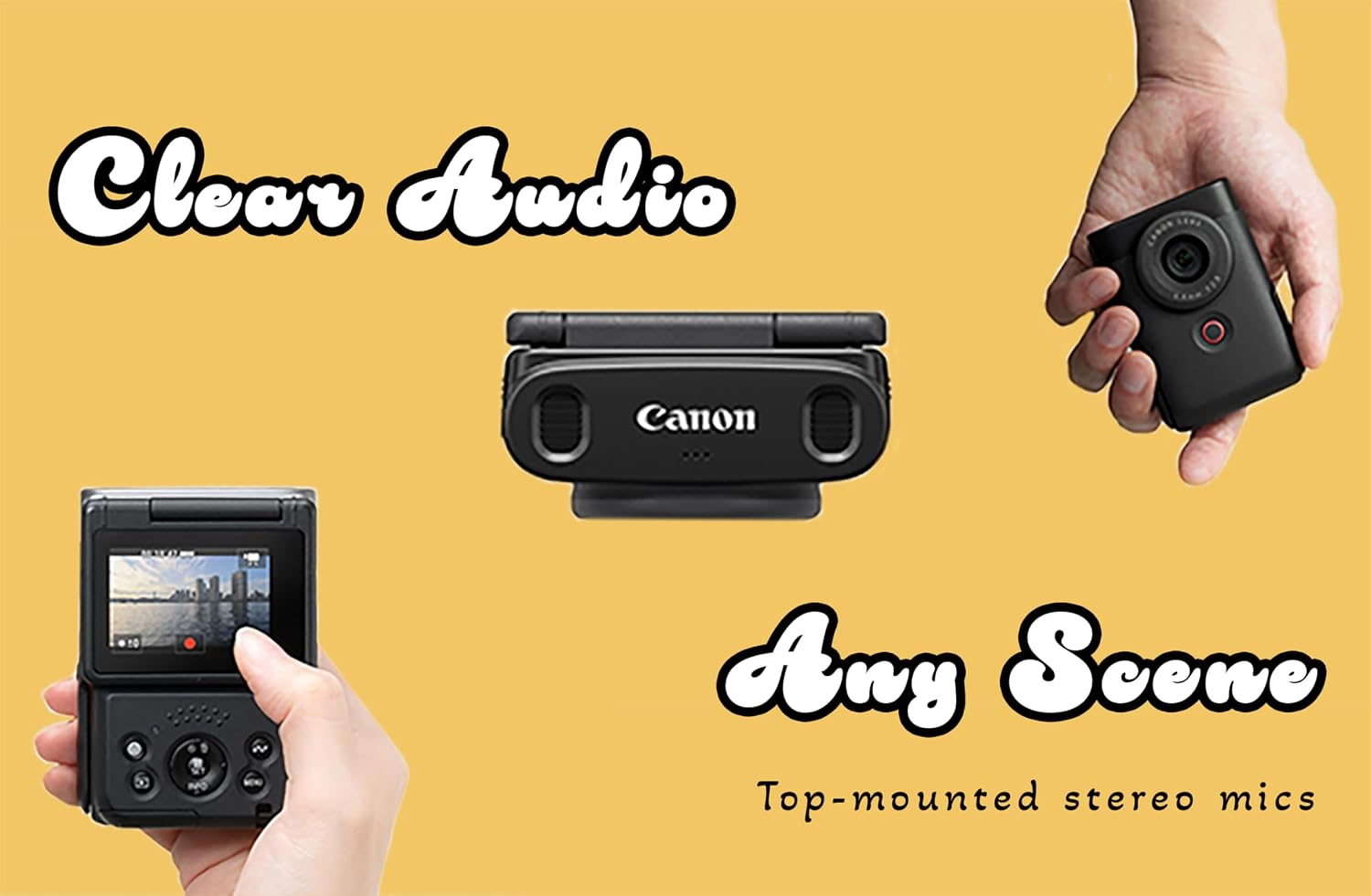 Canon PowerShot V10 Camera, Content Creator Compact Vlog Camera, Fixed 19mm Wide-Angle Lens, 4K Video, Face Detection, Built-in Microphone, Live Streaming, Vlogging, Built-in Stand, Silver