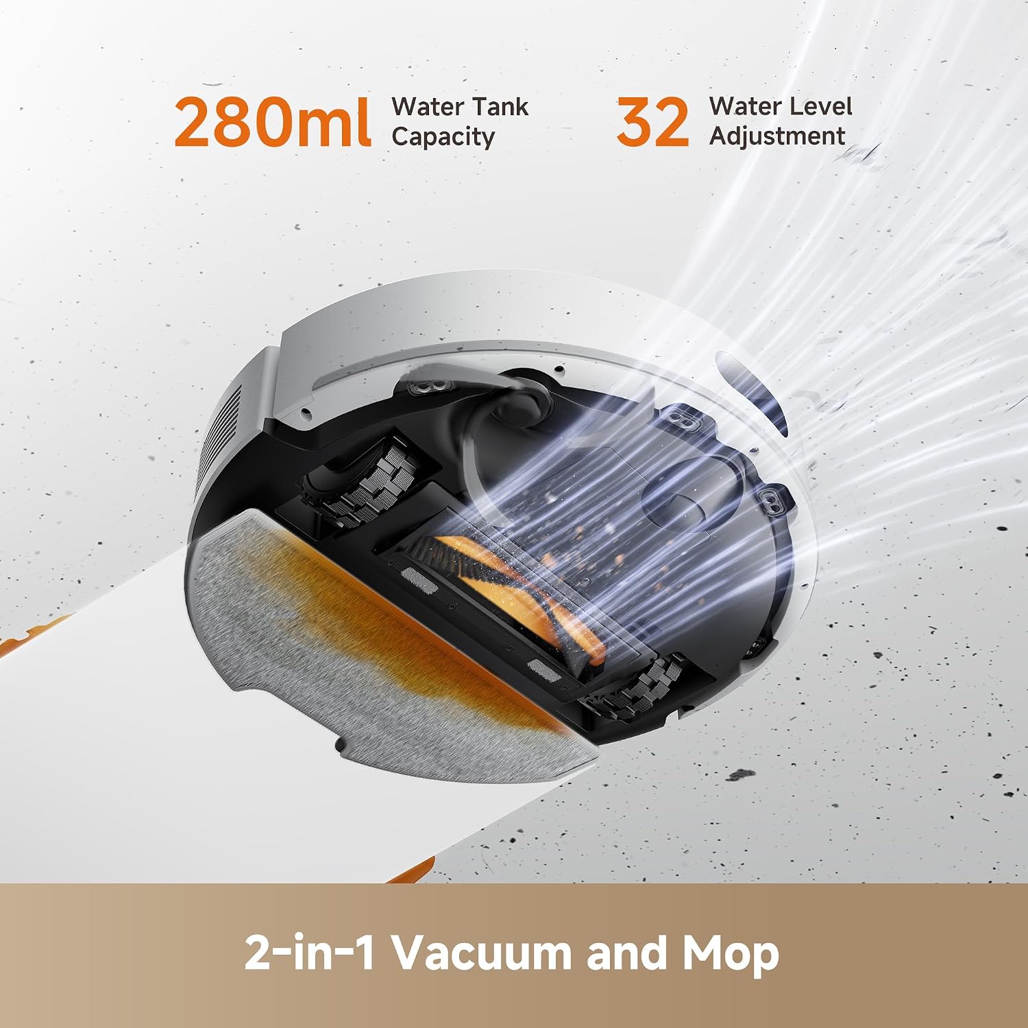 DREAME D20 Air Plus Robot Vac and Mop Combo with 20,000Pa Suction, Anti-Tangling Tech, Auto-Emptying Dock, Deep Carpet Cleaning and Smart Navigation White