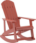 Flash Furniture Savannah Poly Resin Wood Adirondack Rocking Chair - All Weather Red Polystyrene - Stainless Steel Hardware