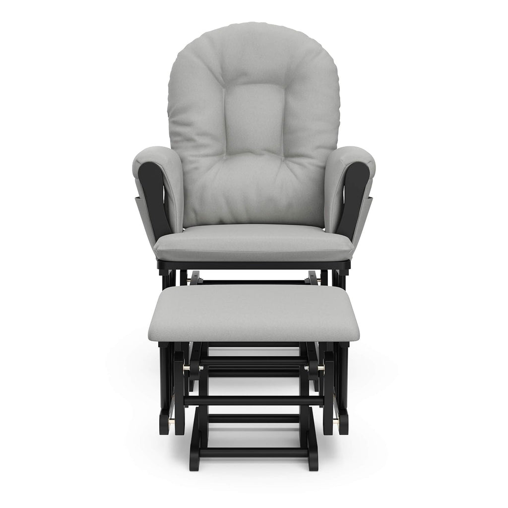 Storkcraft Premium Hoop Glider & Ottoman (Black with Light Gray) — GREENGUARD Gold Certified, Wood Craftsmanship, Convenient Storage Pockets, Smooth-Gliding Chair for Nursery, Multi-Award-Winning