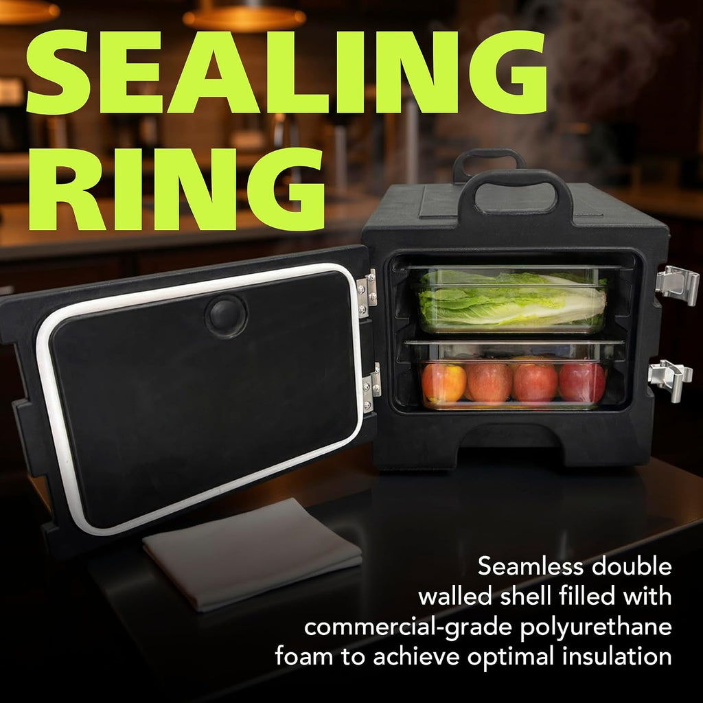 Pearington 40qt Food Carrier, 304 Stainless Steel Latch, Portable Food Warmer, Black