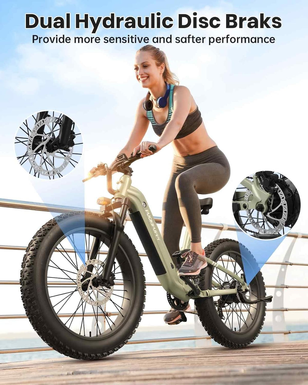 PUCKIPUPPY Battery+Electric Bike for Adults 960W(Peak), 48V 20AH Battery Adult Electric Bicycles, 26' Fat Tire Full Suspension Step-Thru Ebike, 28MPH Mountain Ebike, 7 Speed, 80Miles Range