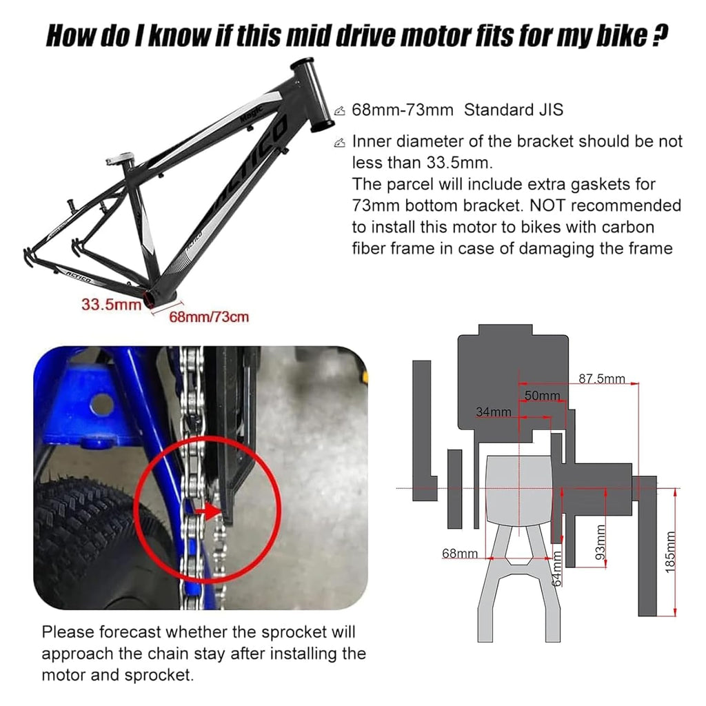 BAFANG Mid Drive Kit 500W 750W 1000W BBS02B BBSHD Electric Bike Conversion Kit 48V13AH/20AH 52V20AH Ebike Conversion Kit for Mountain Bike Road Bike with Battery and Display(Optional)