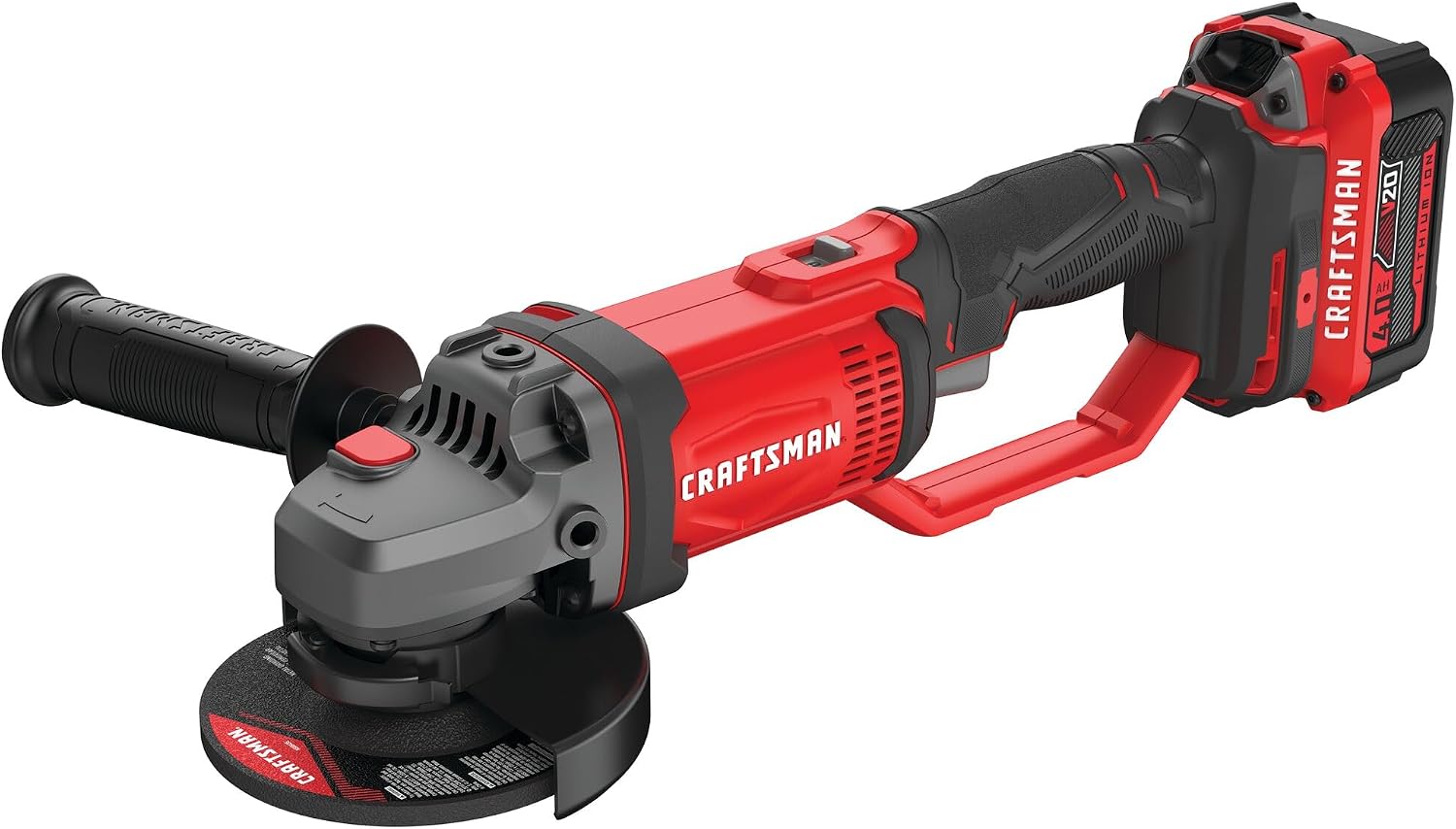 CRAFTSMAN V20 Cordless Angle Grinder Tool Kit, 4-1/2 inch, Battery and Charger Included (CMCG400M1)