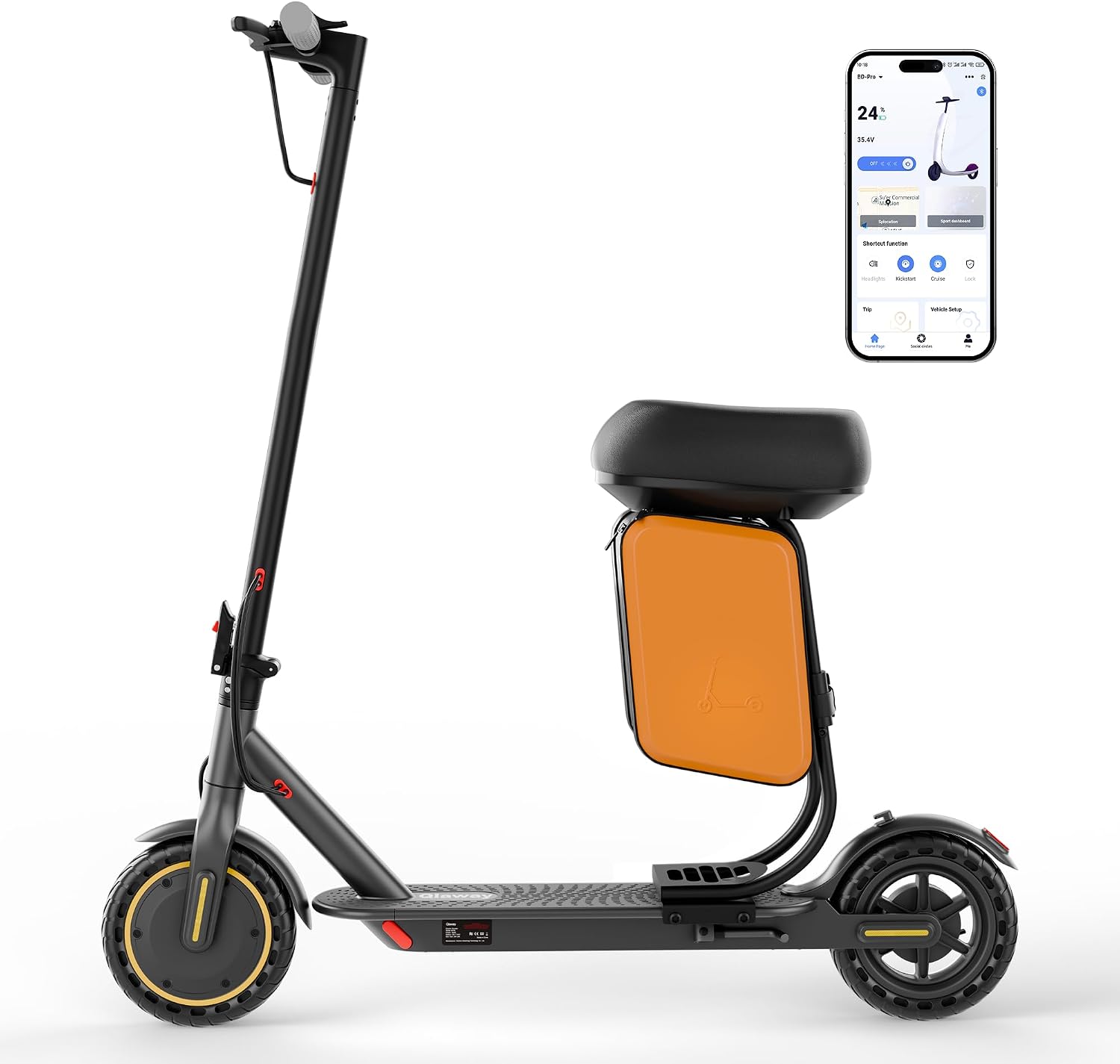 Qlaway Electric Scooter for Adults, 350W/500W Motor, 16-22 Miles Range, 8.5'/10' Solid Tires, Dual Braking & Suspension, Folding Portable Commuting E-Scooter with App