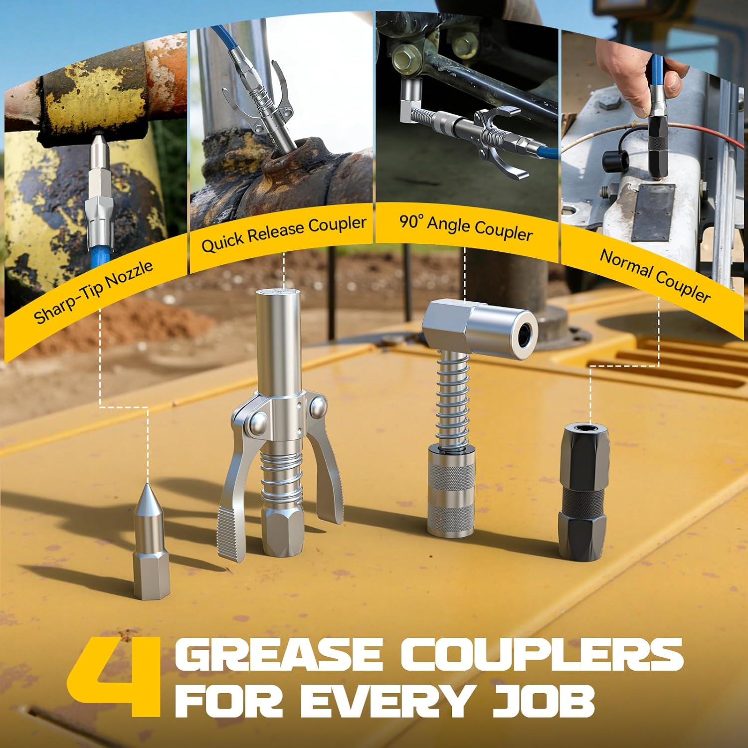 Ecarke Cordless Grease Gun, Compatible with DeWalt 20V Battery (Bare Tool), 3‑Speed Adjustable Flow, 12,000 PSI Max, 39' Hose, Works with Bulk & Cartridge Grease, for Farm/Truck/Construction