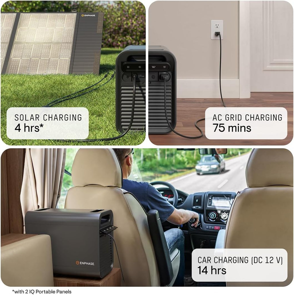 Enphase IQ PowerPack 1500Wh + IQ Cart | UL 9540A Certified Portable Power Station | Home Backup Power Outage Emergency | LFP Battery | IQ8 Microinverters | Solar Generator | Enphase App