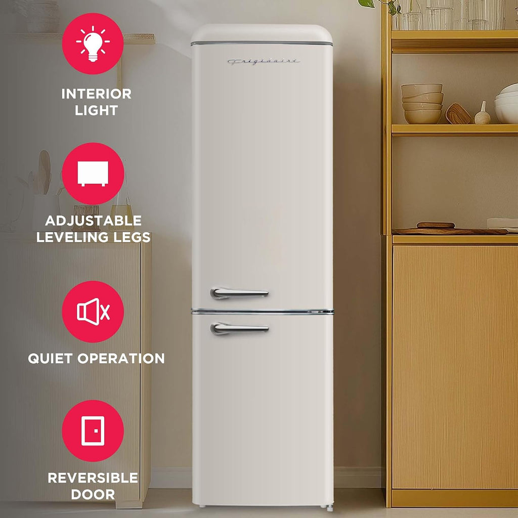 Frigidaire Retro 9.2 Cubic Foot Fridge with Bottom Mount Freezer, 9.2 cu. ft, Vanilla