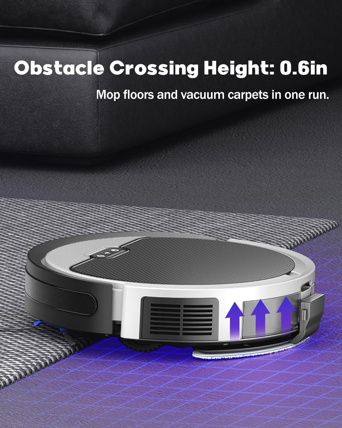 V3 2 in 1 Robot Vacuum and Mop Combo，5000Pa Suction, Works with 2.4G WiFi/Alexa/App/Remote Control, Schedule Cleaning, Automatic Self-Charging, Ideal for Pet Hair, Hard Floor and Carpet