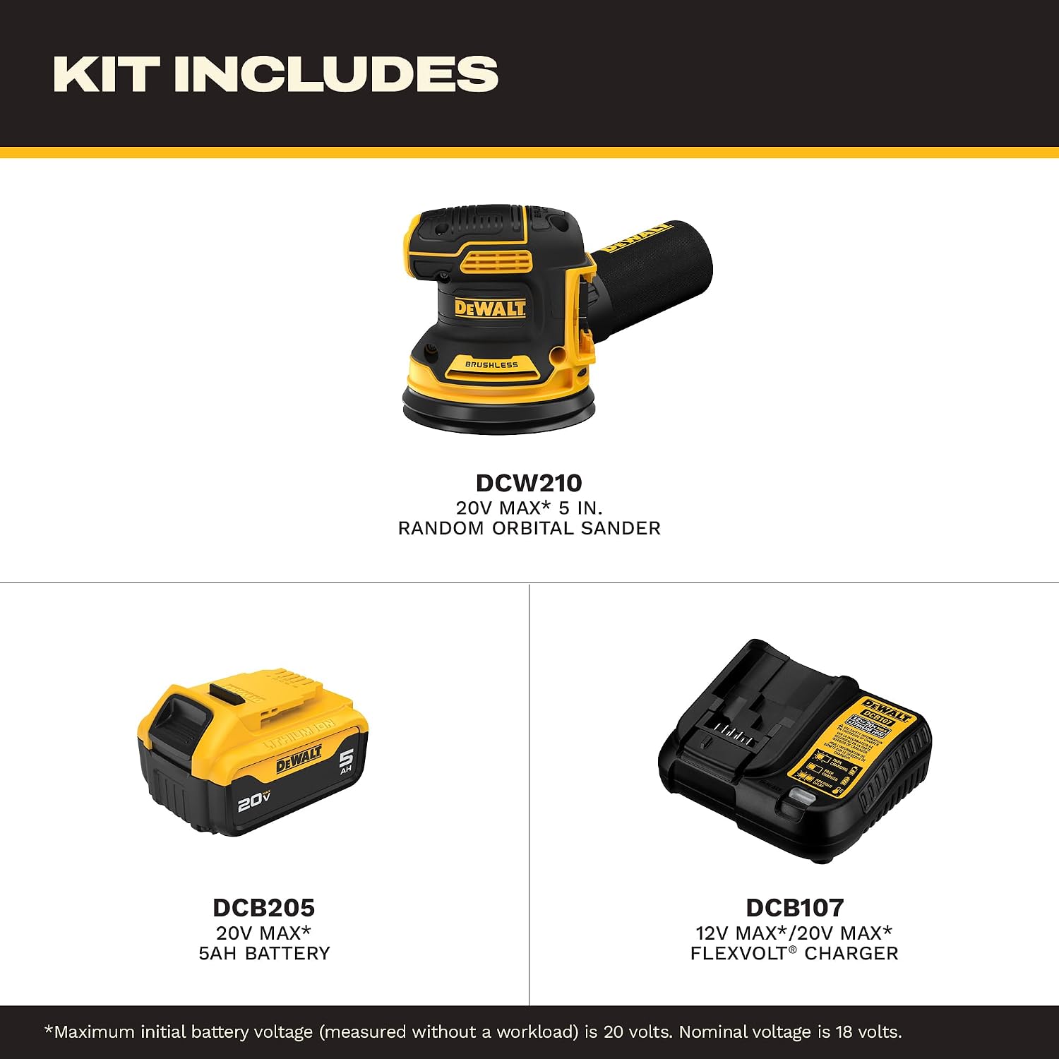 DEWALT 20V MAX Random Orbital Sander Kit (DCW210P1)
