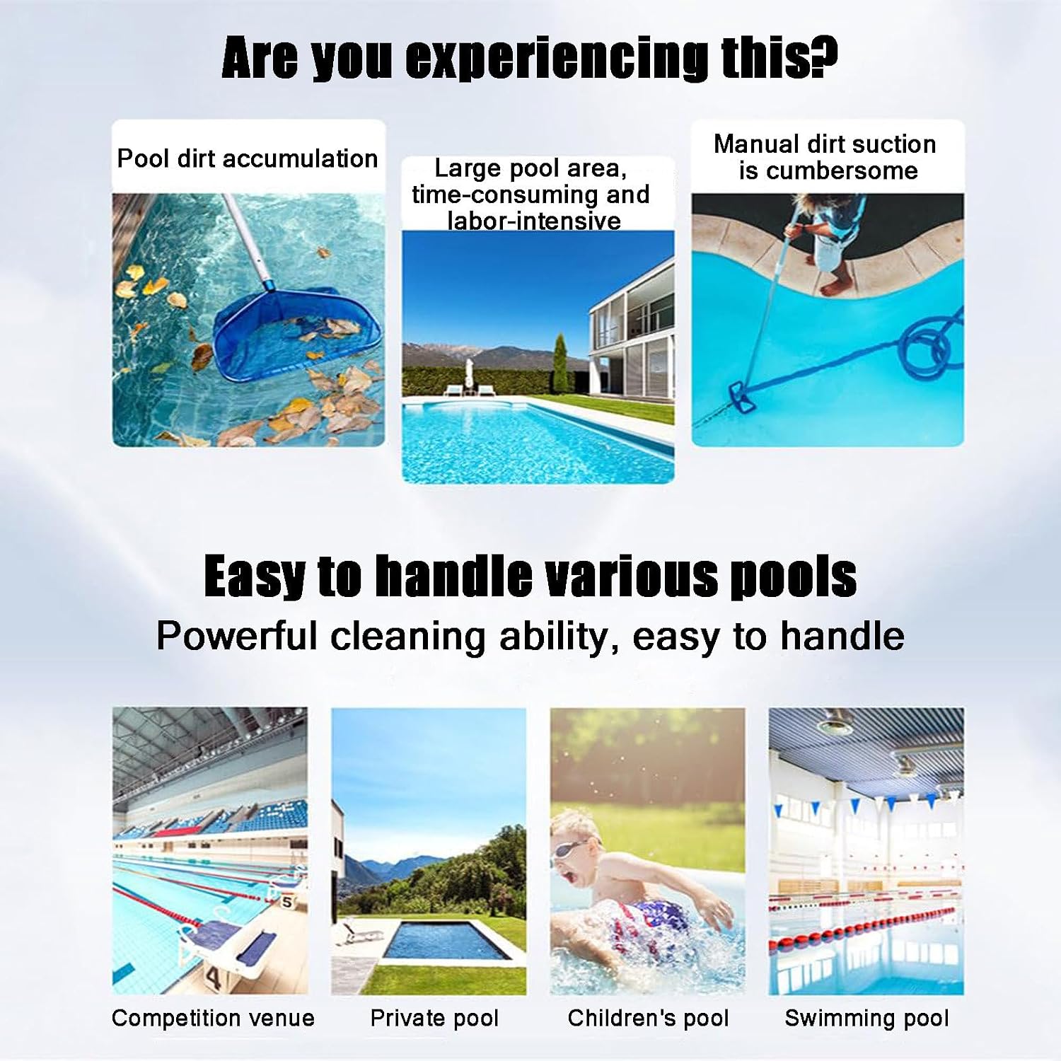 Solar Pool Skimmer, Automatic Pool Vacuum Cleaner, Dual Mode Selectable, Filtration Range 100㎡, 400μm Filtering Density,Fully-Automatic