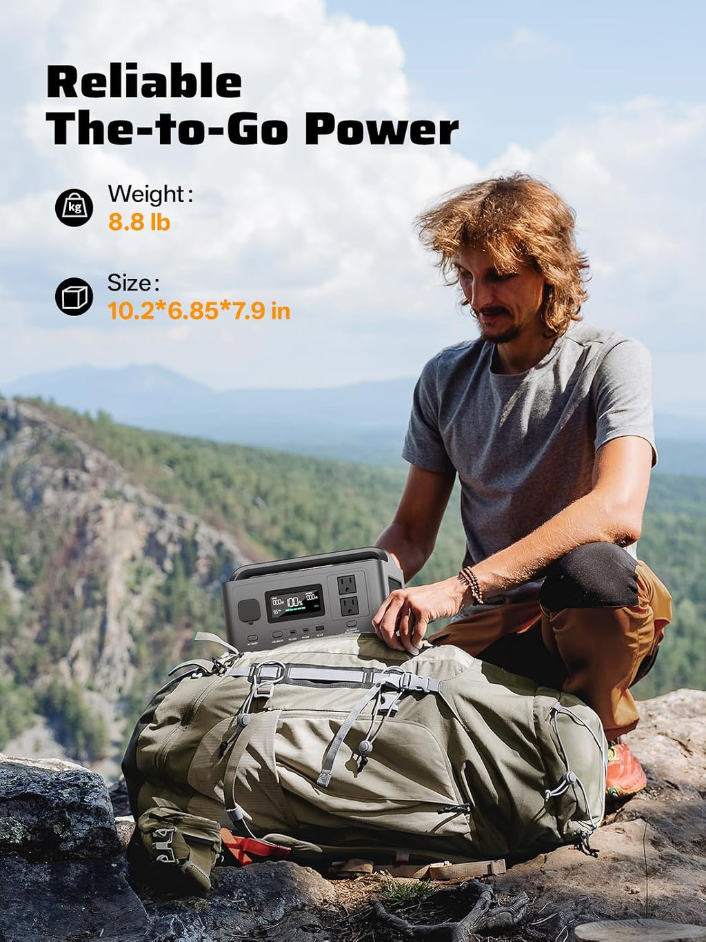 AFERIY Portable Power Station 800W Peak/400W Rated,45min Fast Charging, 80000mAh/256Wh LiFePO4 Battery, 10ms UPS, Solar Powered Power Bank with AC Outlet 120V for Camping, Outdoor, Emergency,Home Use