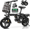 Electric Bike for Adults Teens, Commuter City Folding ebike with 560W Motor and 48V Battery, 24MPH 3 Level Pedals Assist, Dual Disc Brakes,14' Compact Foldable Electric Bicycle with UL2849 Certified