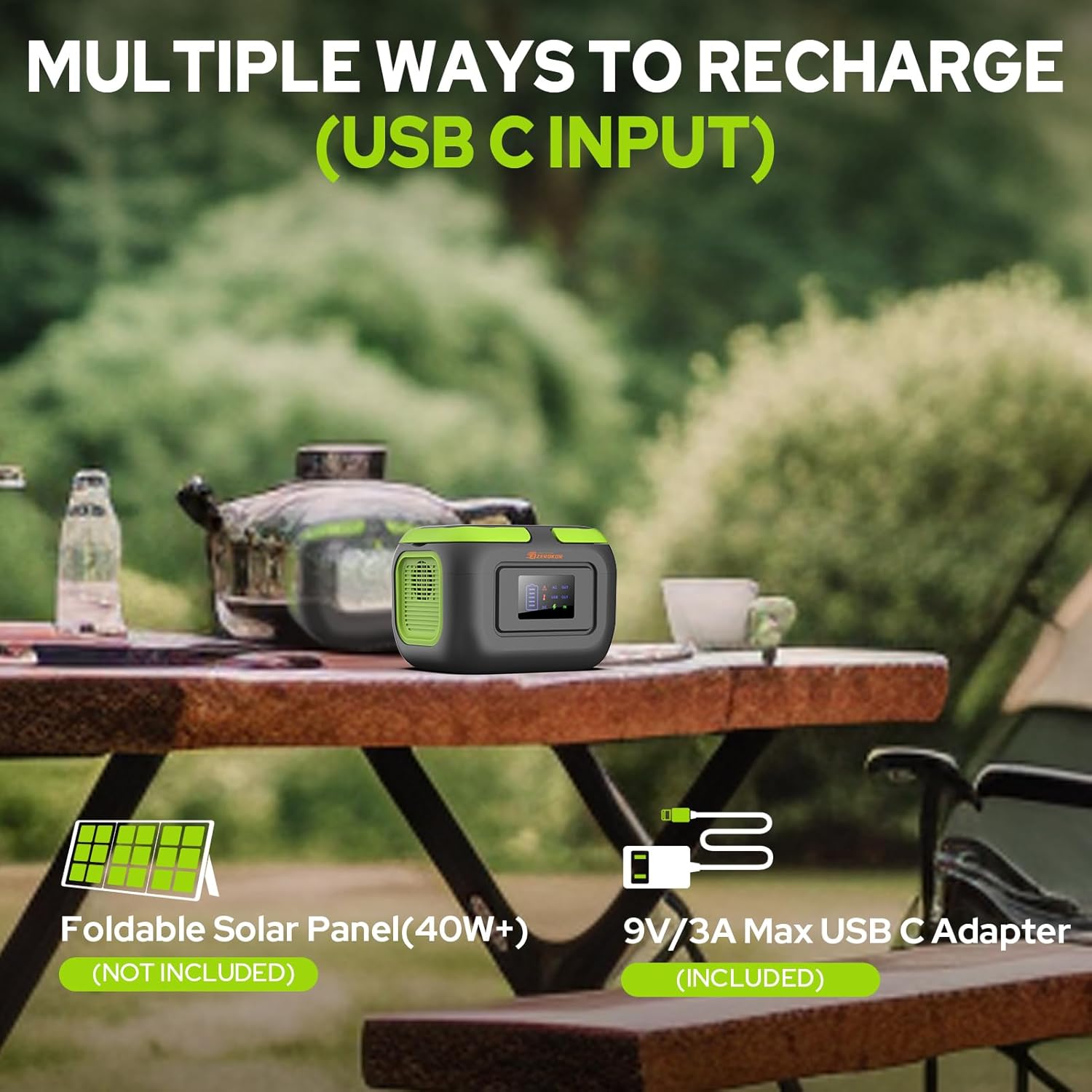 Portable Power Station with Foldable Solar Panel, 120W 110V USB-C Solar Power Bank Battery Generator with Panel, Portable Power Bank with AC Outlet for Laptop Smart Device Home RV Outdoor Camping