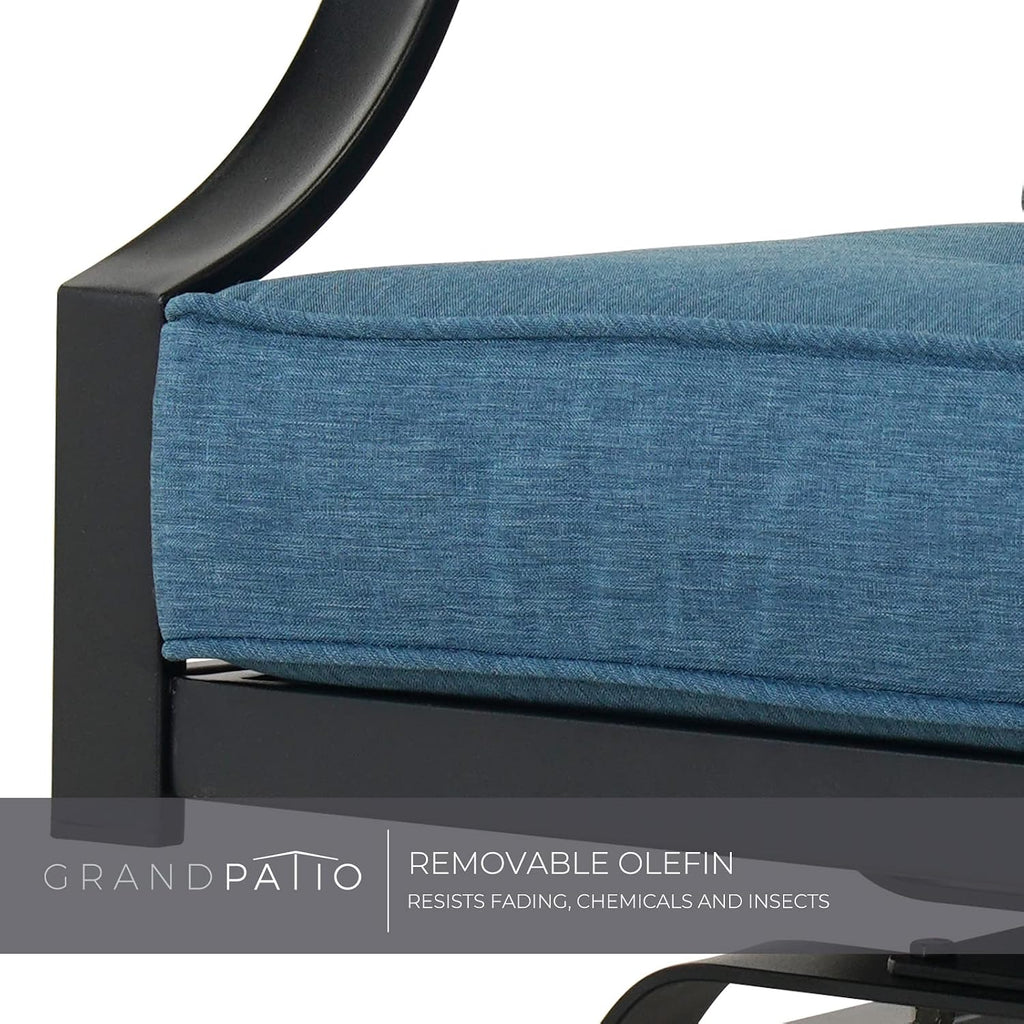 Grand patio Outdoor Patio Seating, 3 Piece Patio Set, 2 Motion Chairs with Side Table, Peacock Blue