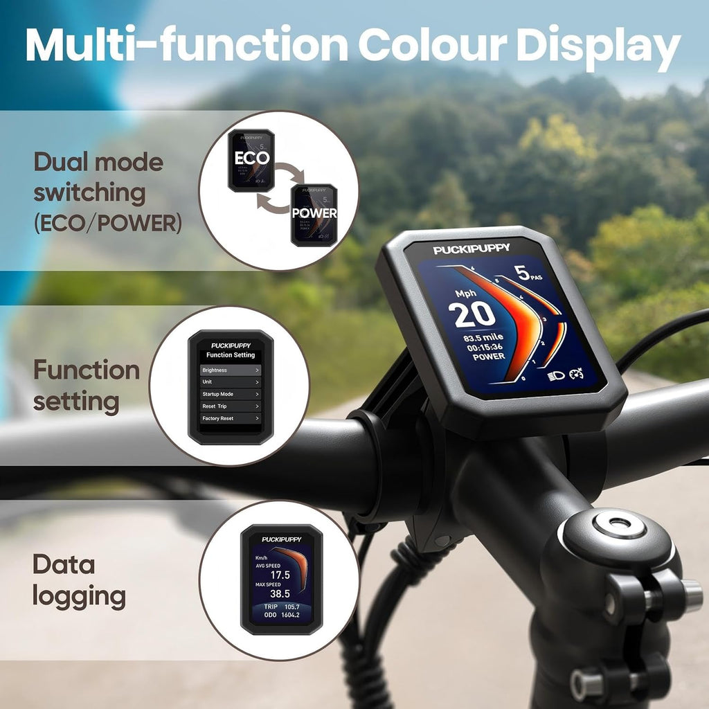 PUCKIPUPPY Electric Bike for Adults 500W, Step-Through Design, 26' Fat Tire Electric Mountain Hunting Bike, 48V 15AH Max 20MPH Off-Road Ebike with Rear Storage Shelf