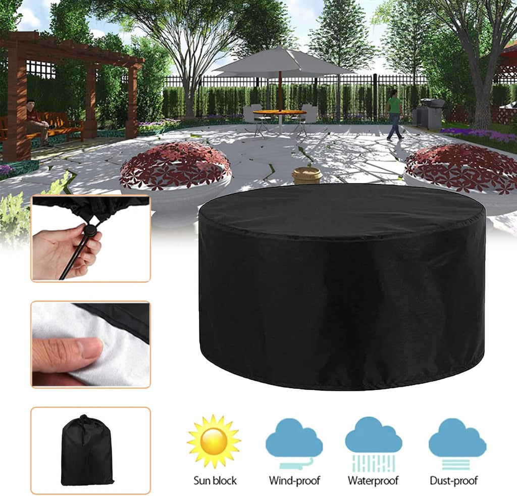 Heavy Duty 420D Patio Furniture Cover 130' D x 31' H, Garden Table and Chair Set Covers, Round Patio Barbecue Gas Grill Cover, Waterproof Windproof Sofa Cover (330x78cm)