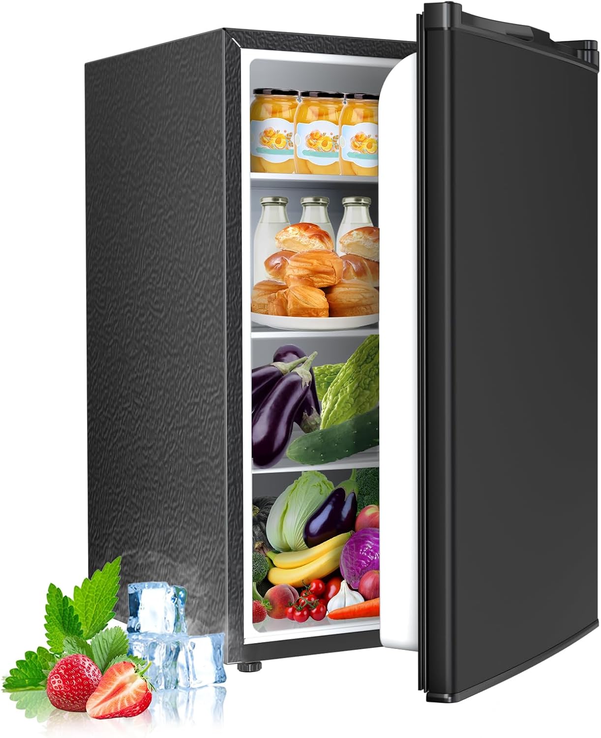 Electactic Compact Refrigerator 4.4 Cu.ft Mini Fridge, Single Door Refrigerator with Adjustable Temperature Settings, Low noise, for Bedroom, Office, Dorm Black