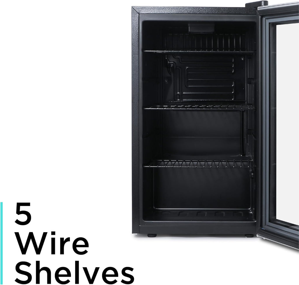BLACK+DECKER 2.4 Cu. Ft. Beverage Cooler, Beverage Fridge with Double Pane Glass Door, Drink Fridge and Beverage Refrigerator with 76-Can Capacity for Home Bar, Home Office and More
