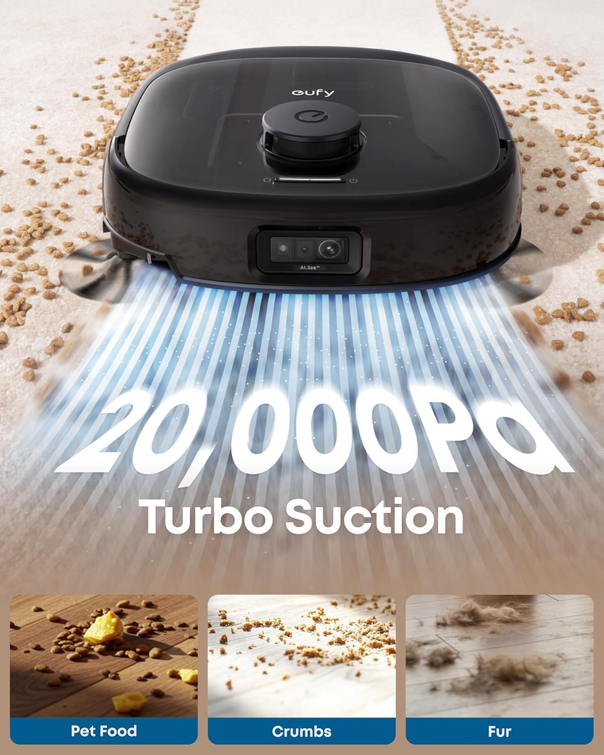 eufy E25 Omni Robot Vacuum and Mop Combo,HydroJet System, 20,000Pa Turbo Suction, Zero-Tangle Design, Auto-Empty & Self-Cleaning All-in-One Station + Official Replacement Parts Kit