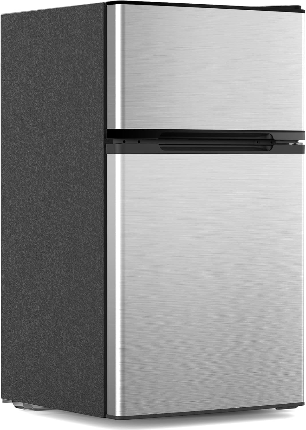 Electactic 3.1 Cu.Ft Mini Fridge with Freezer, 2 Door Compact Refrigerator, Mini Fridge with Adjustable Removable Glass Shelves for Bedroom, Office, Dorm or Apartment, Stainless Steel