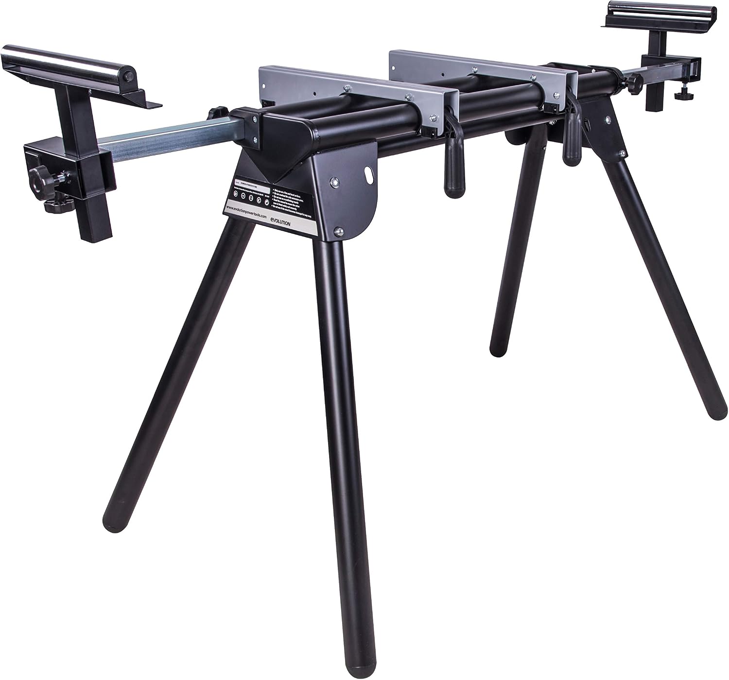 Evolution Power Tools EVOMS1 Miter Saw Stand Compact & Folding, Universal Fits Most Brands, Quick Release Mounting Brackets, Rollers, End Stops for Repeat Cutting , Black
