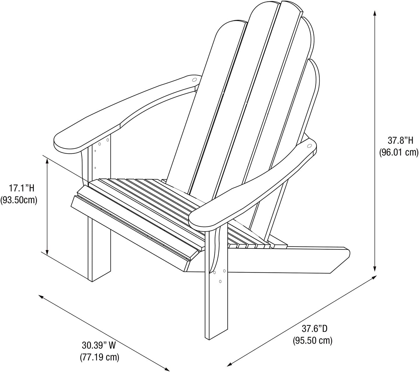 Linon Red Adirondack Chair, 30.4' W x 37.6' D x 37.8' H