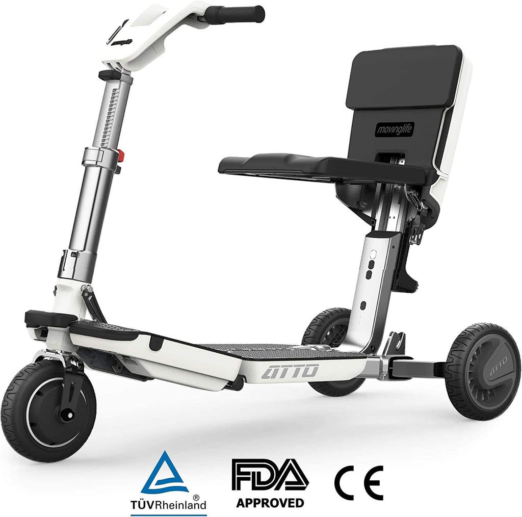 ATTO Folding Travel Powered Mobility Scooter by MovingLife, Full-Size Portable Electric Scooter, Lightweight Lithium Battery, Airline Approved