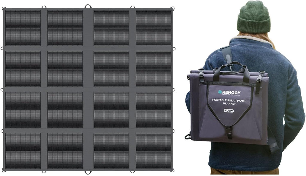 RENOGY REGO 400W Portable Solar Panel, Renogy Solar Blanket N-Type Foldable Solar Panel, 25% High Efficiency, Lightweight Solar Panel Charger for Camping, RV, Marine, SUV, Off Grid Applications