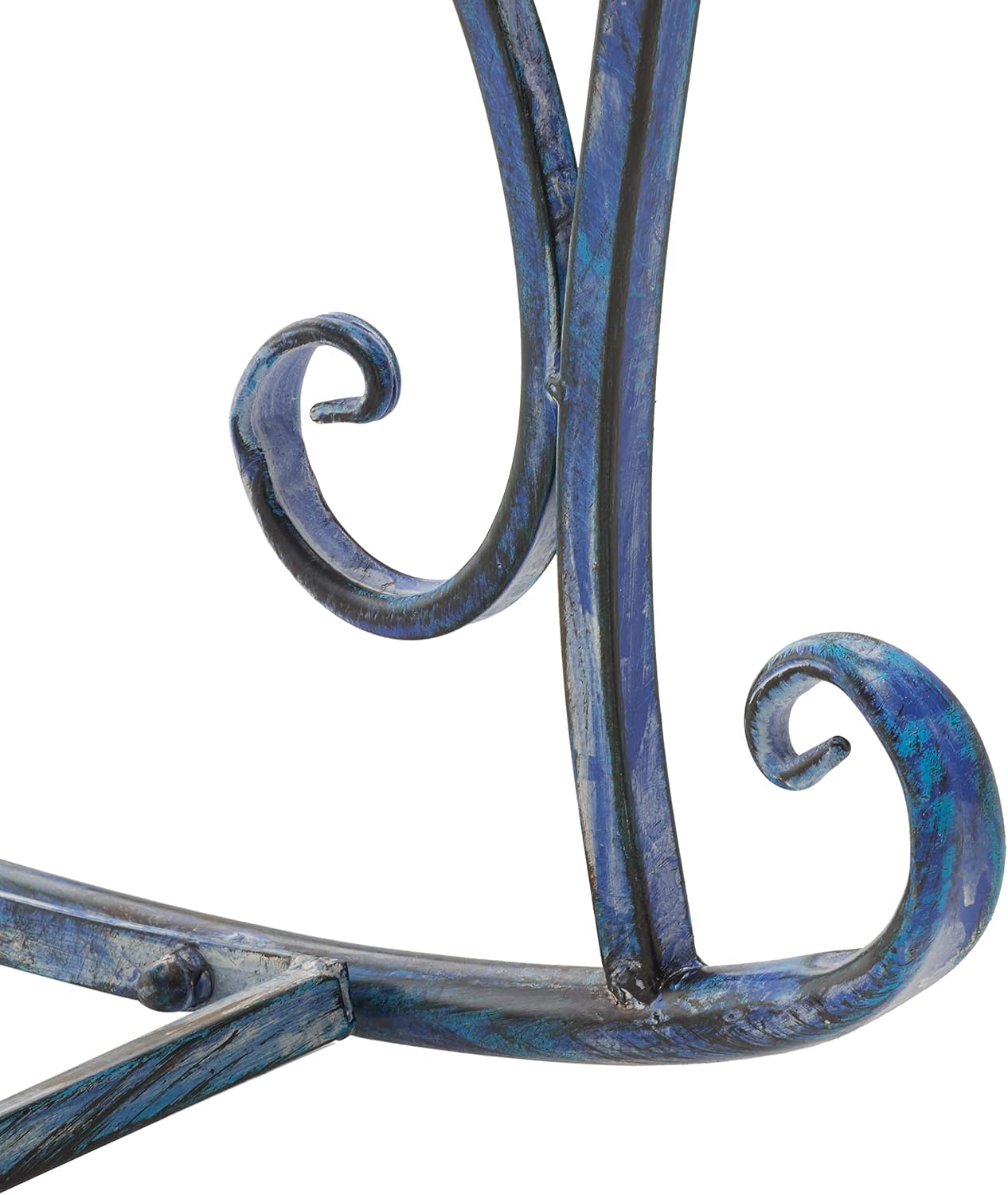 SAFAVIEH Outdoor - Medrano Iron Rocking Chair - Mossy Blue Iron Metal - Vintage Ornate Scrollwork Design - Ideal for Patio, Deck, Porch, Garden, 15' Seat Height (PAT5030C)