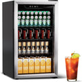 Erivess 3.0 Cubic Feet/105 Can Beverage Refrigerator,28 Inch Fridge with Adjustable Shelve & LED Display for Soda Beer or Wine, Drink Refrigerator for Home Bar Office(Silver)