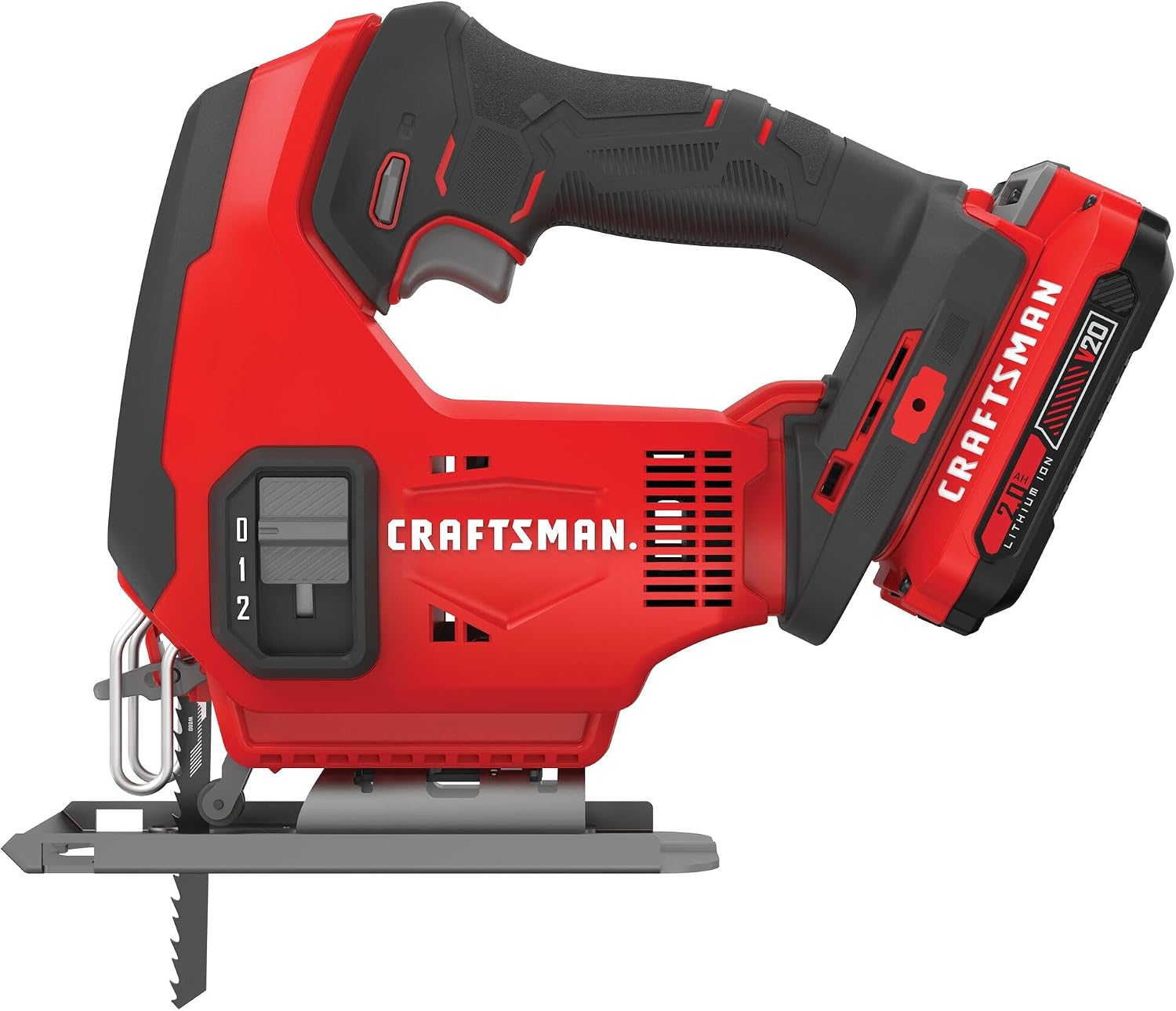 CRAFTSMAN V20 Cordless Jig Saw Kit, 3 Orbital Settings, Up to 2,500 SPM, Battery and Charger Included (CMCS600D1)
