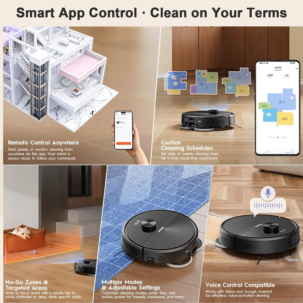 Self-Emptying Robot Vacuum Cleaner, Robot Vacuum and Mop, FlexiArm Edge Mopping, 5000Pa Suction, Dual Zero-Tangle System, Smart Obstacle Avoidance (F77PRO)