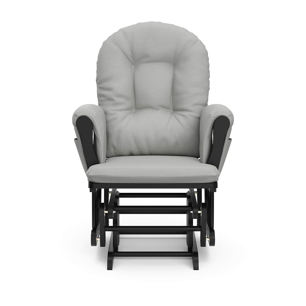 Storkcraft Premium Hoop Glider & Ottoman (Black with Light Gray) — GREENGUARD Gold Certified, Wood Craftsmanship, Convenient Storage Pockets, Smooth-Gliding Chair for Nursery, Multi-Award-Winning