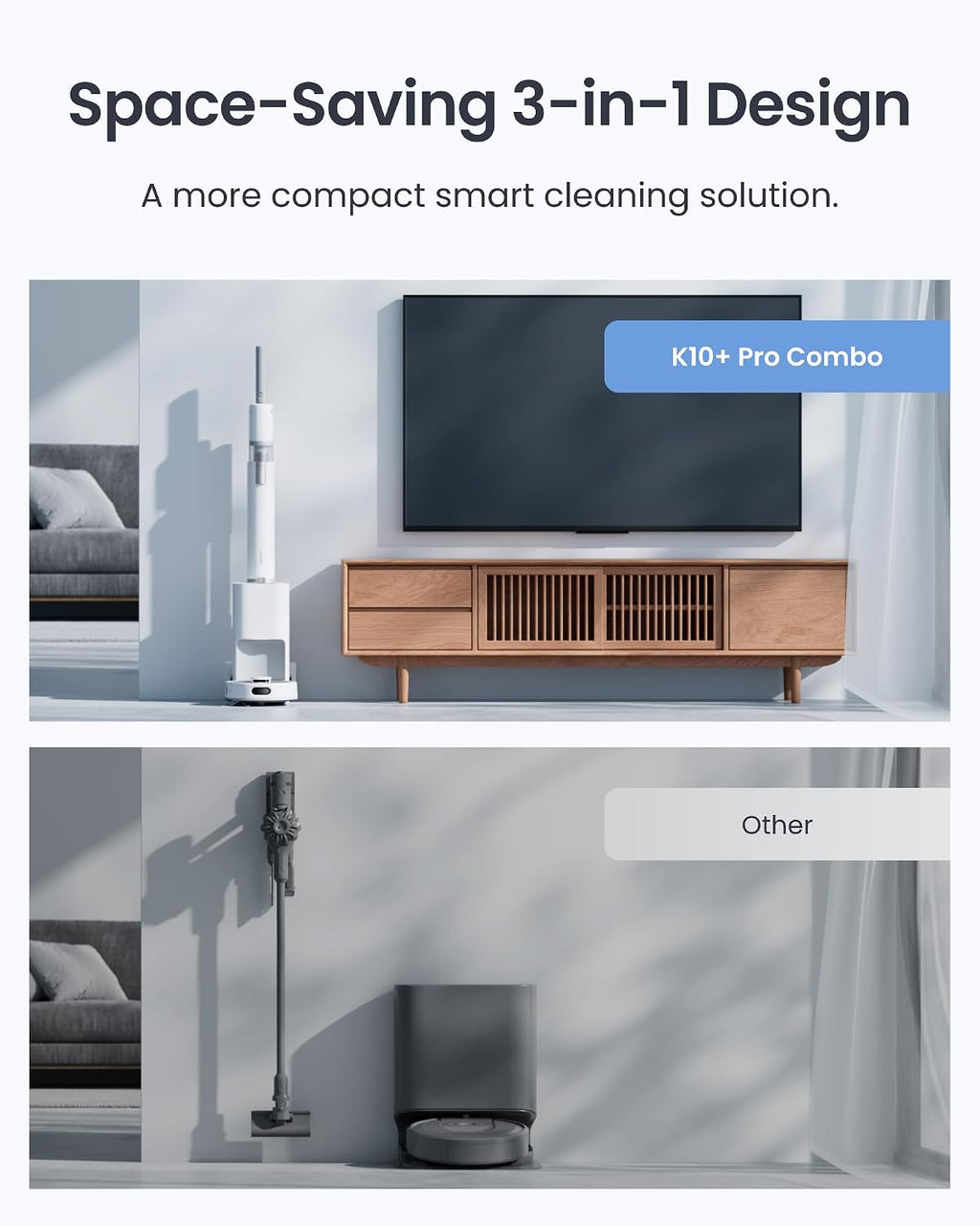 SwitchBot Robot Vacuum & Cordless Vacuum Cleaner K10+ Pro Combo, Self Emptying Up to 70 Days,Compact,Lightweight,Quiet,Support Matter,Work with Alexa,Google Home,Apple Home, for Carpet,Crevices,Stairs