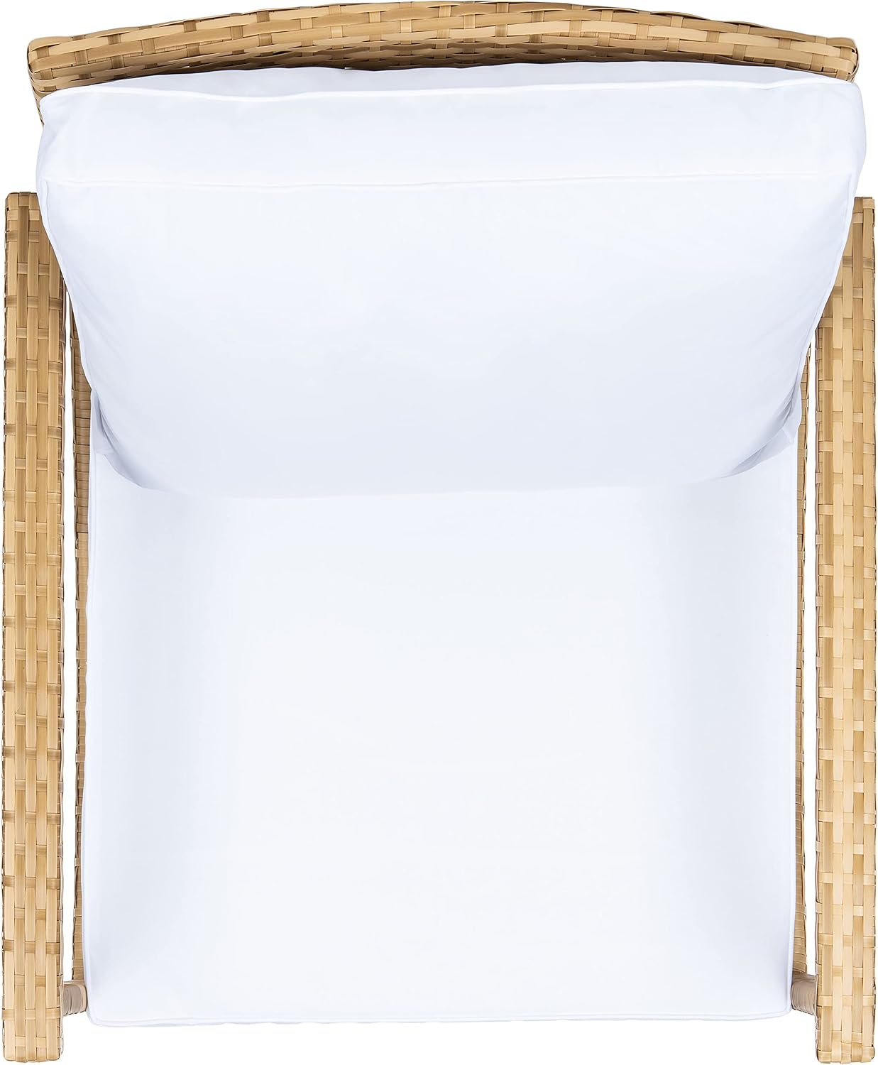 SAFAVIEH Outdoor - Daire Rocking Chair - Natural & White - Steel Frame Faux & Rattan with Cushion - Open-Frame Design - Ideal for Patio, Deck, Porch, Backyard, 14.4' Seat Height (PAT7721D)